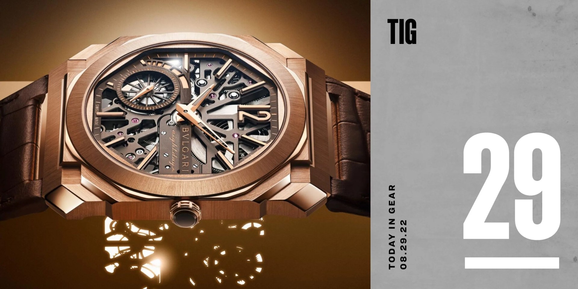 today in gear august 29 2022 bvlgari octo finissimo skeleton 8 days watch