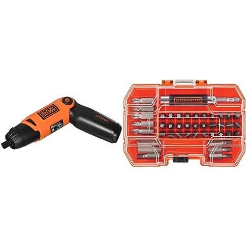 blackdecker li2000 36 volt 3 position rechargeable screwdriver orangeblack with blackdecker bda42sd 42 piece standard screwdriver bit set