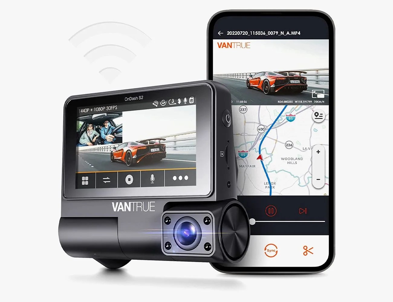 Vantrue 2 Channel WiFi Uber Dual Dash Cam
