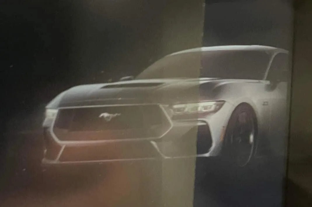 leaked picture of the front fascia of the new ford mustang