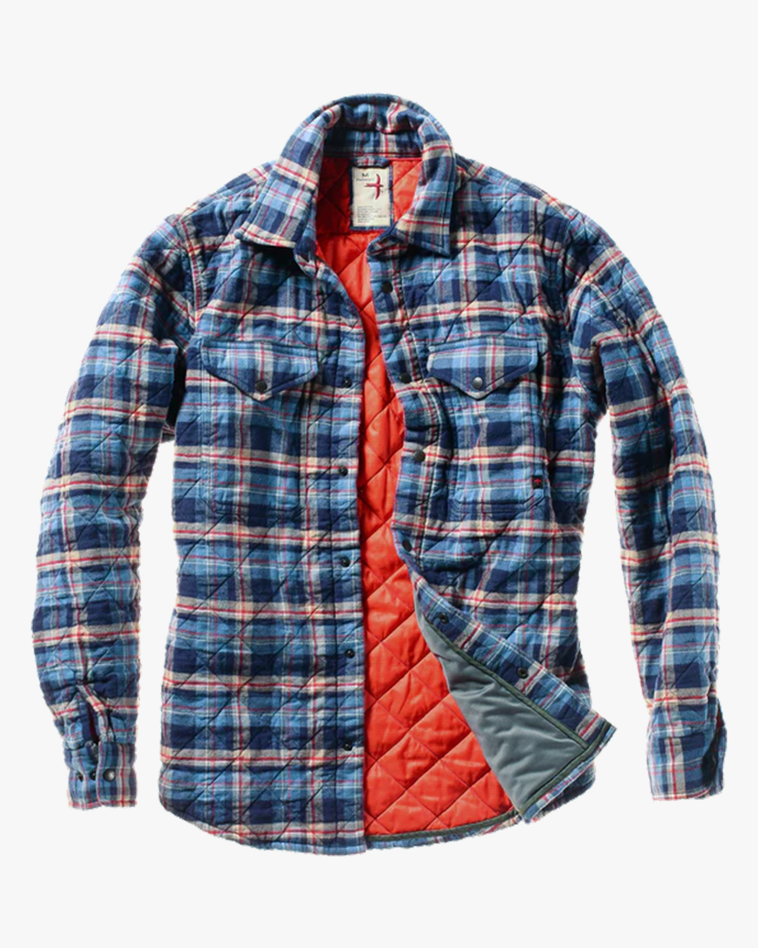 relwen quilted shirt jacke in blue multi colorway