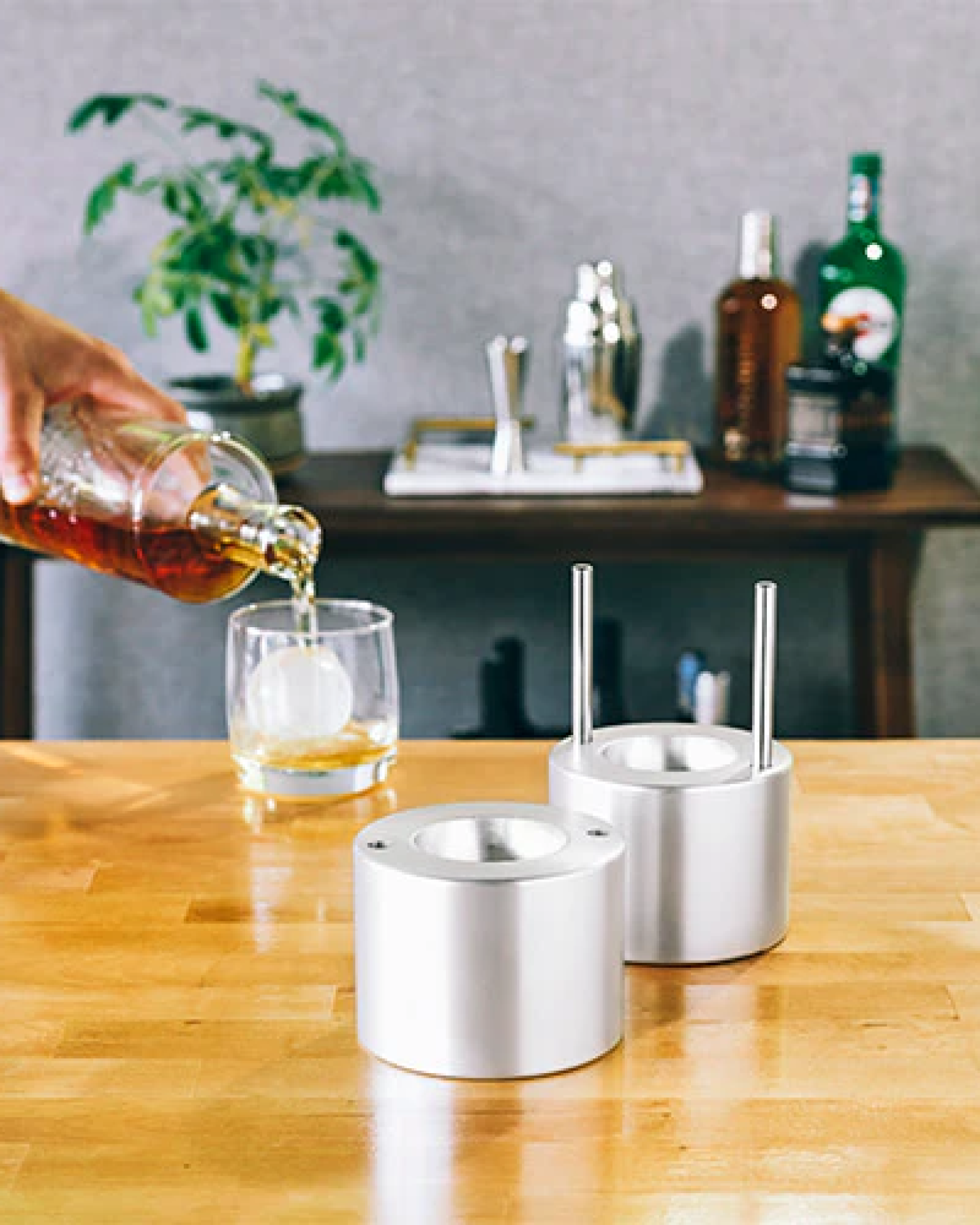 viski 55mm professional ice ball maker in silver