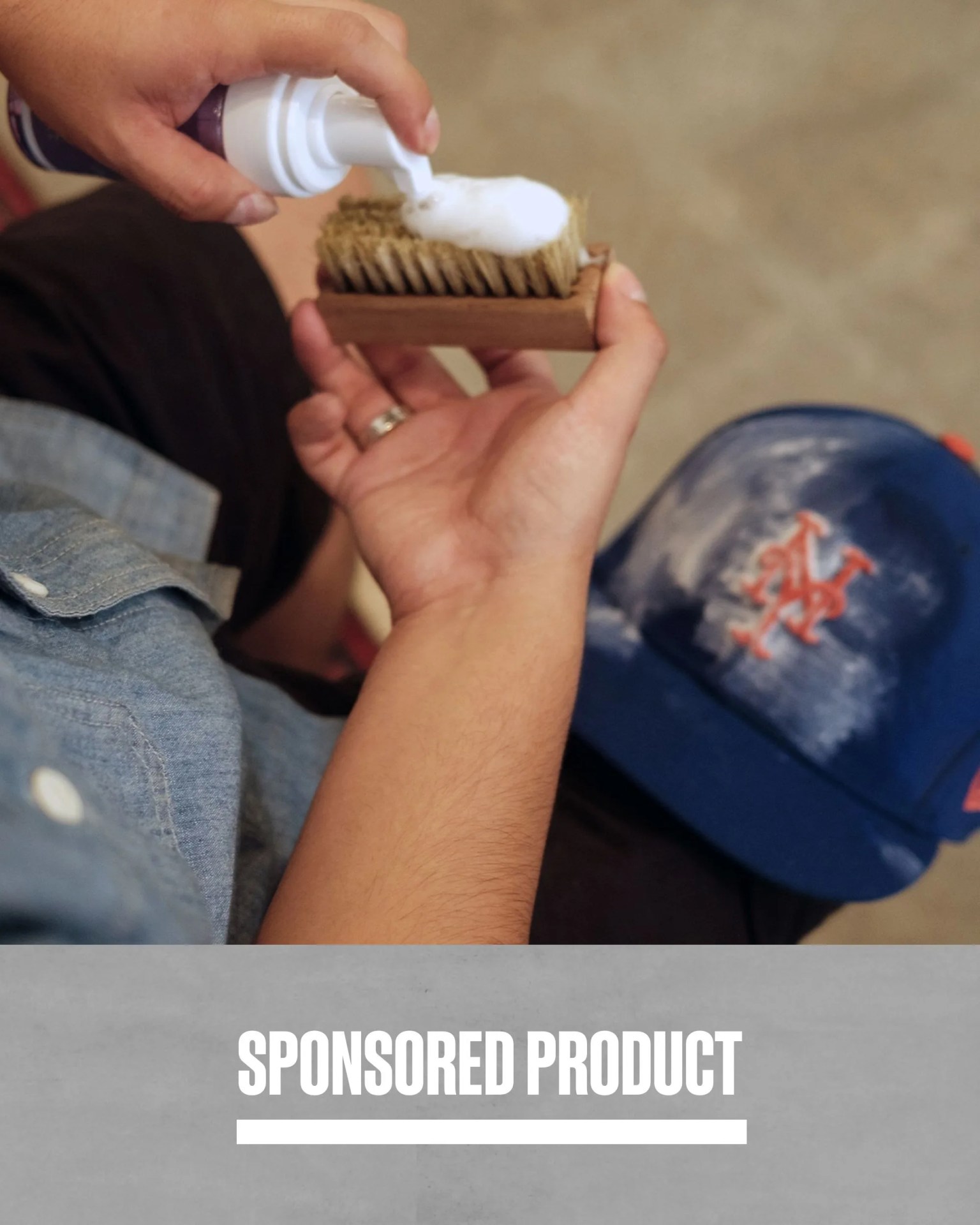 sponsored product jason markk brush and foam used to clean hat