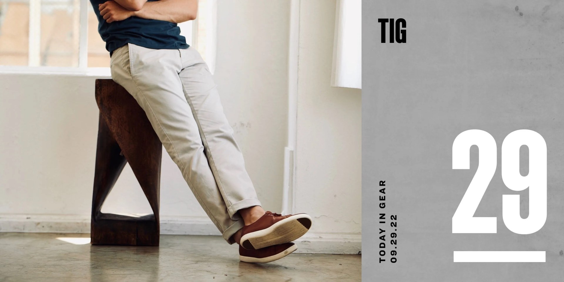 today in gear september 29 2022 man wearing perk feel good chinos