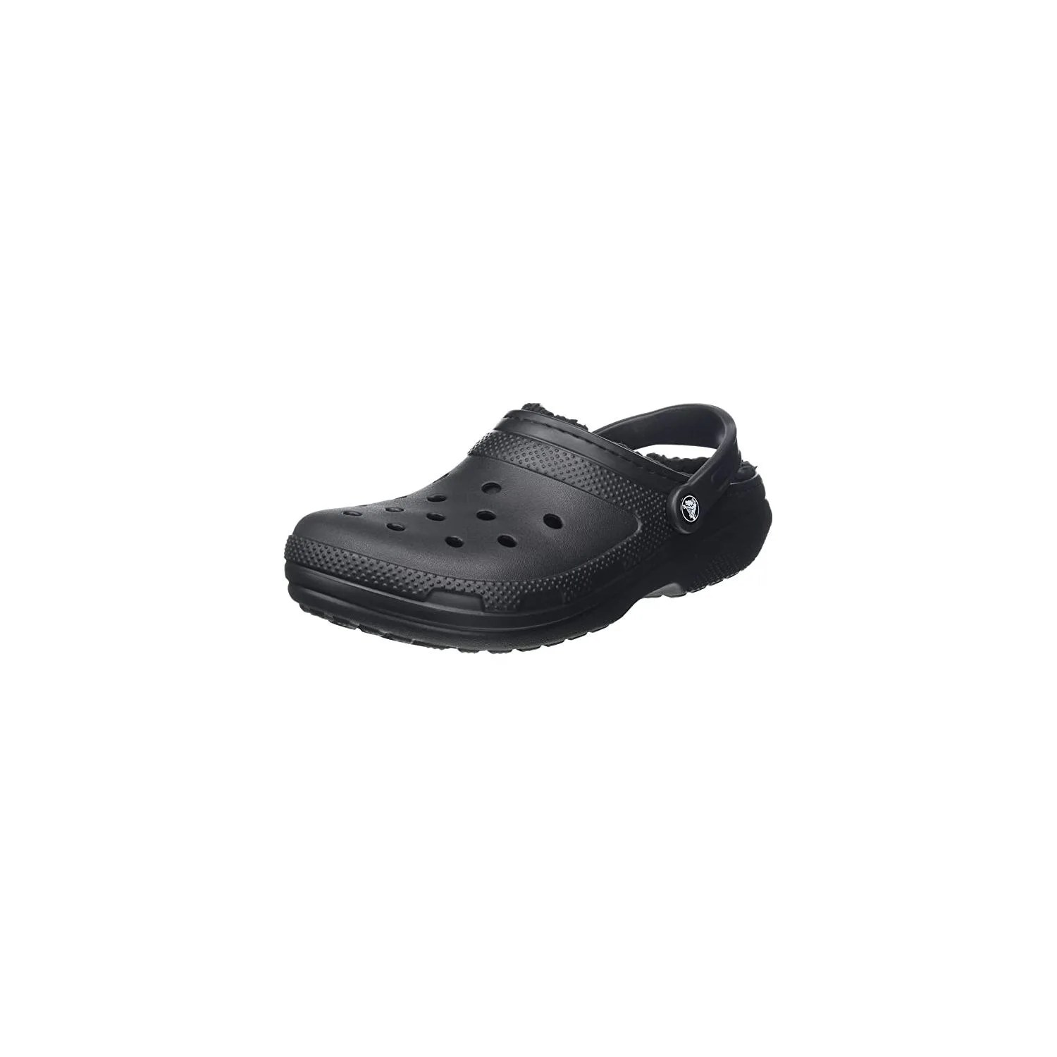 crocs men's and women's classic lined clog fuzzy slippers, blackblack, 13 women11 men