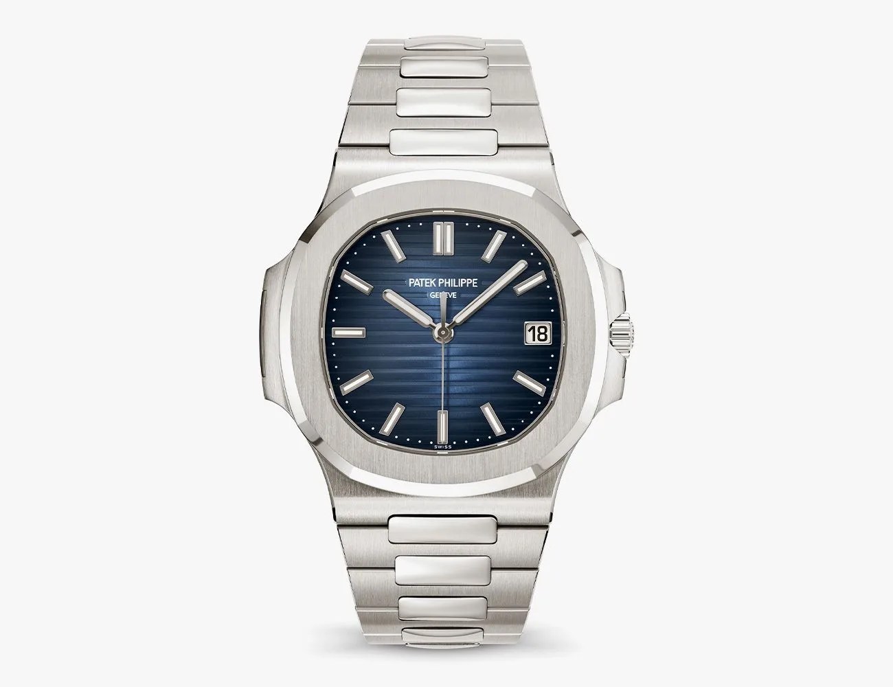 new patek silver watch with blue watch face
