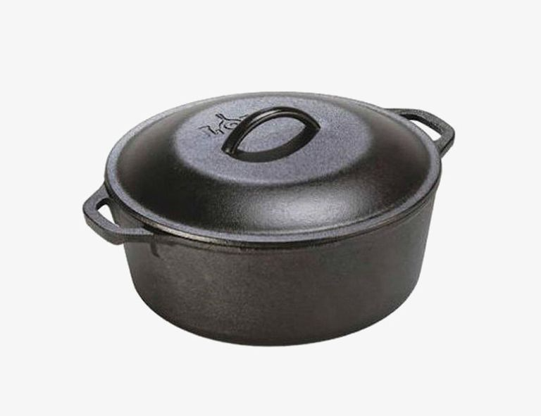 lodge pre seasoned cast iron double dutch oven with loop handles