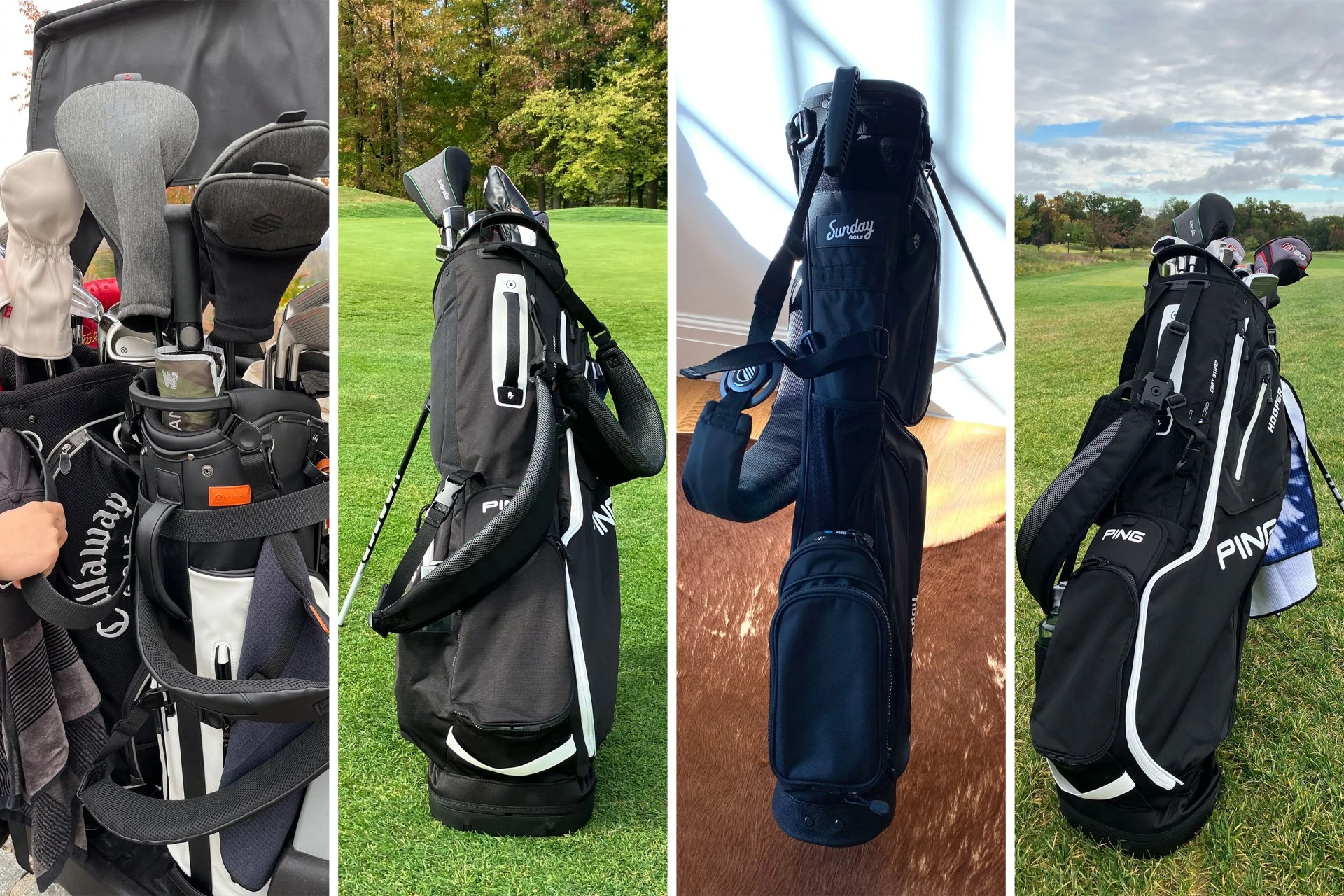 collage of four golf bags