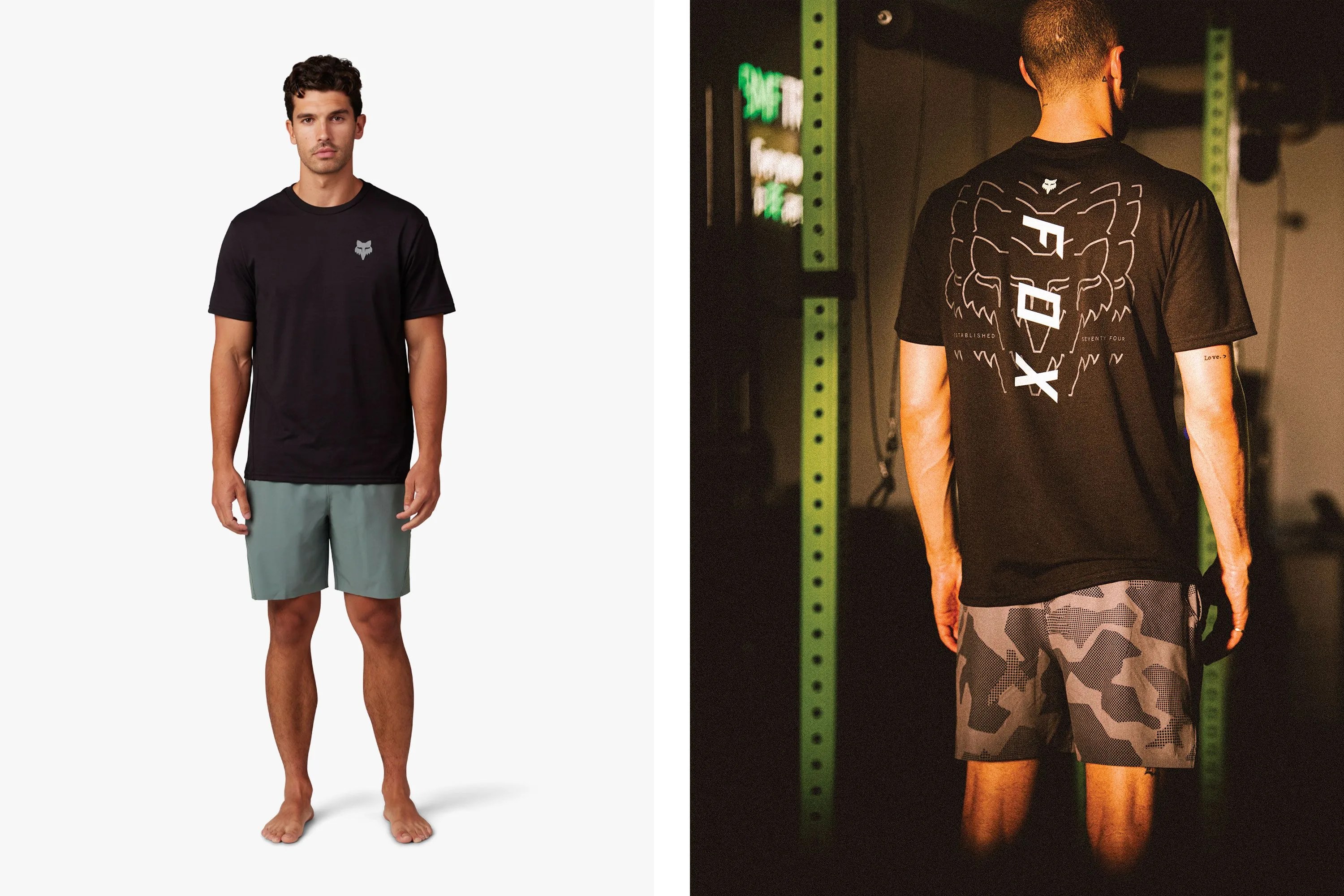 man wearing fox racing shorts