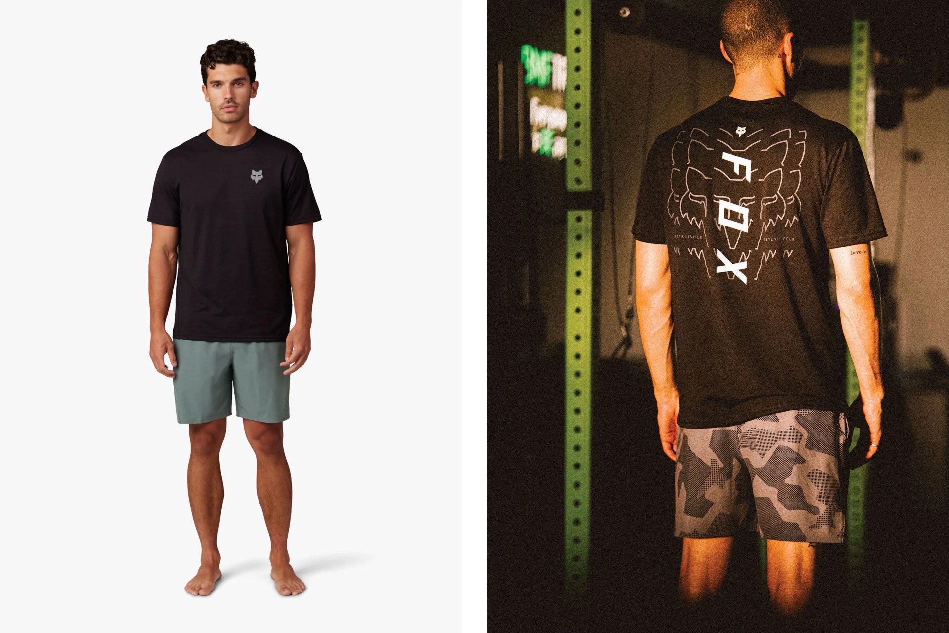 man wearing fox racing shorts