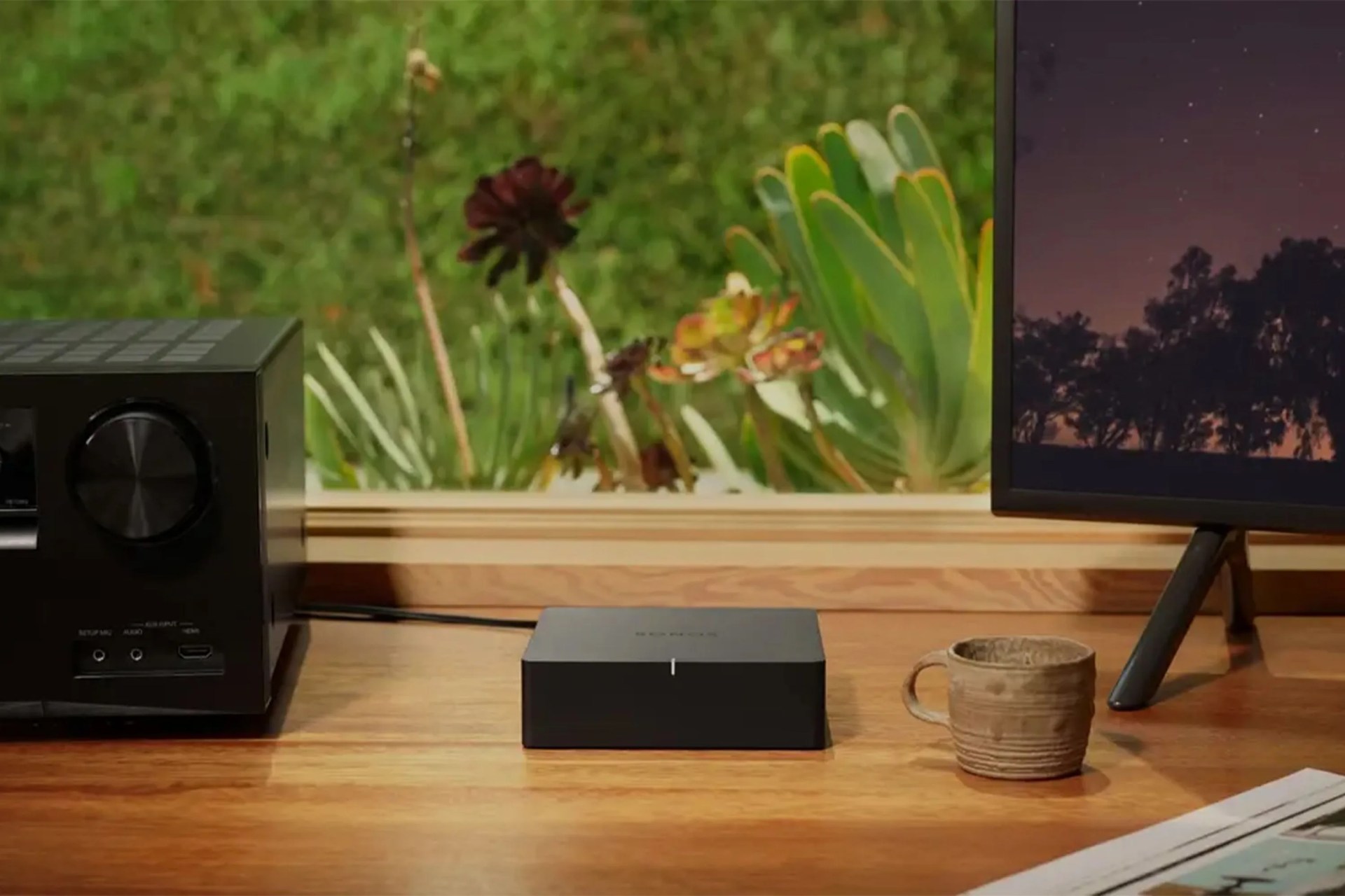sonos receiver on a desk