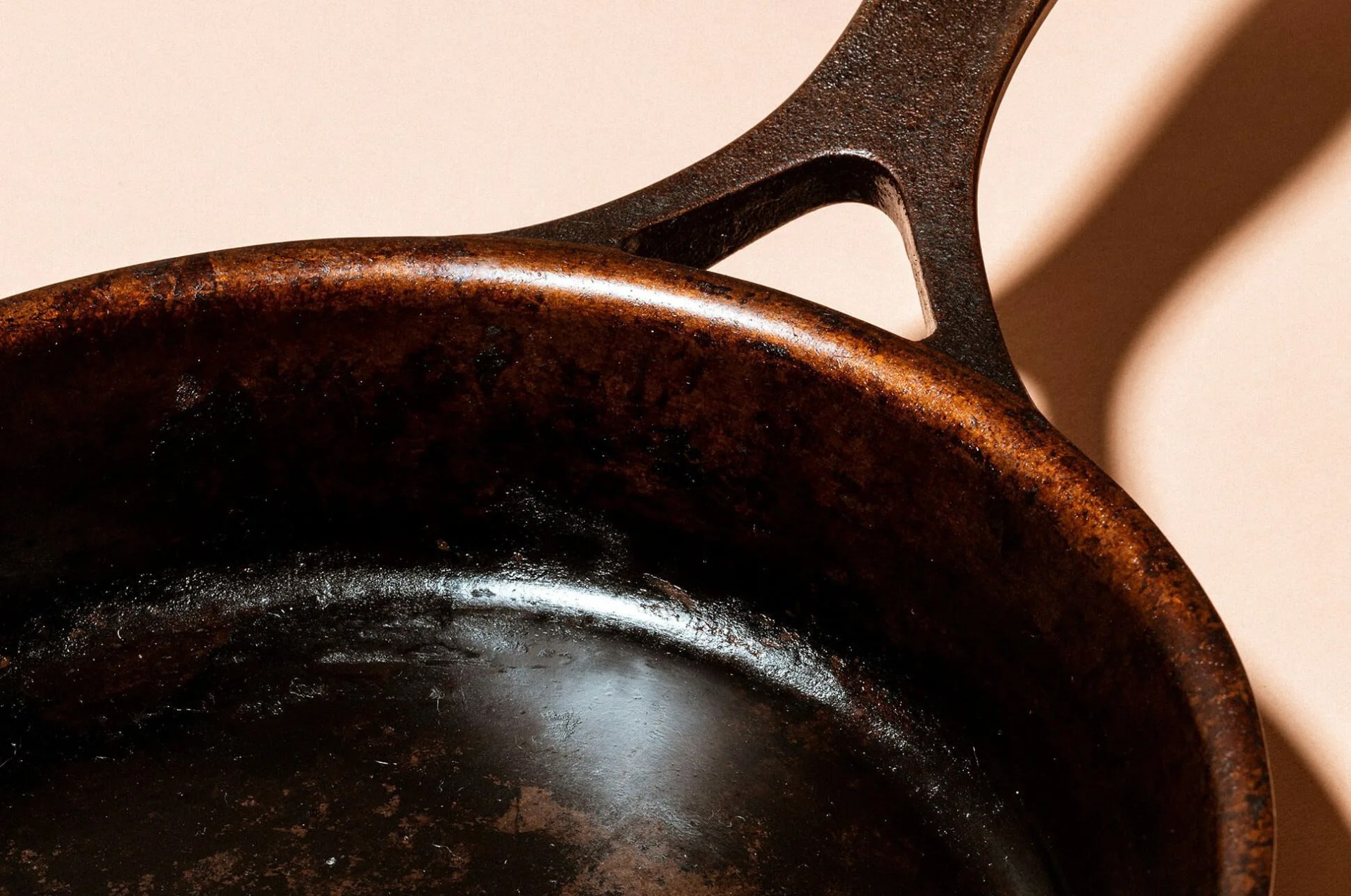close up of a cast iron skillet