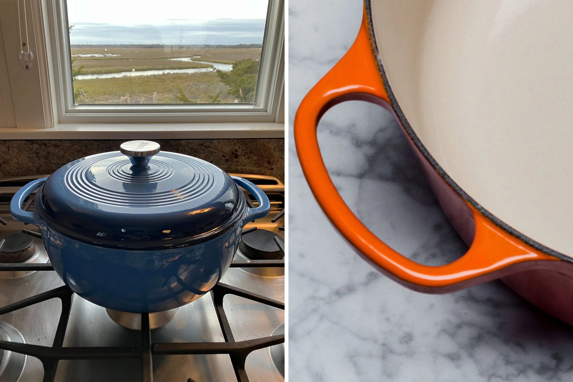 collage of two dutch ovens side by side