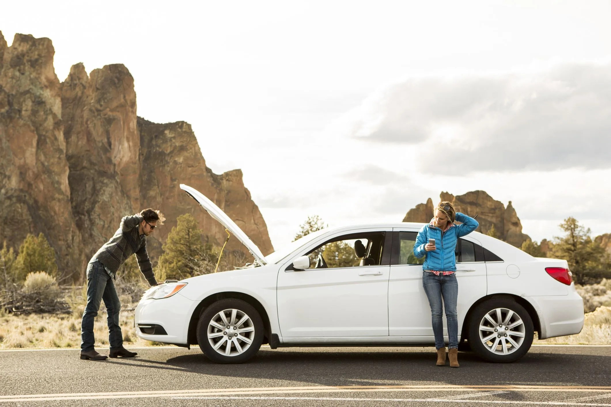 a couple with car trouble