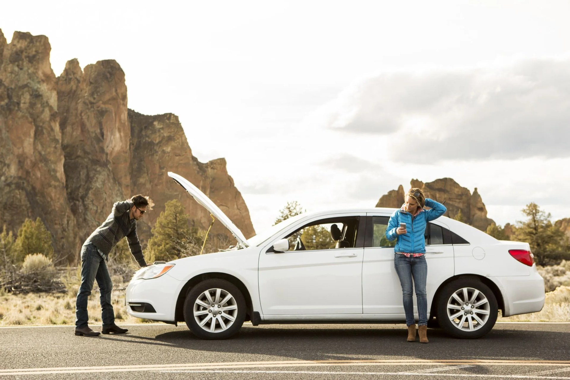 a couple with car trouble
