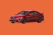 red cadillac ct4 v blackwing on orange background