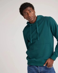 man wearing a kangaroo pocket hoodie