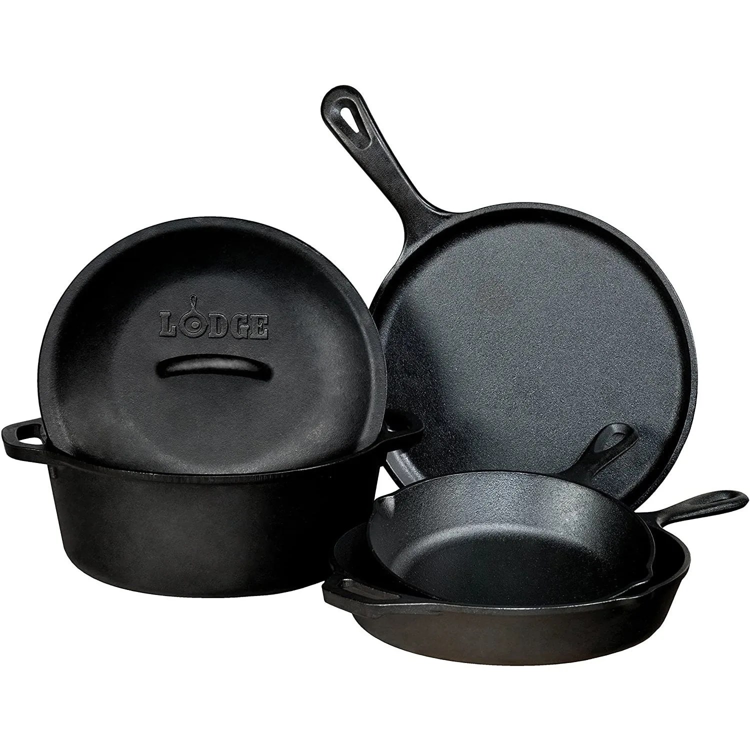 lodge preseasoned cast iron 5 piece set
