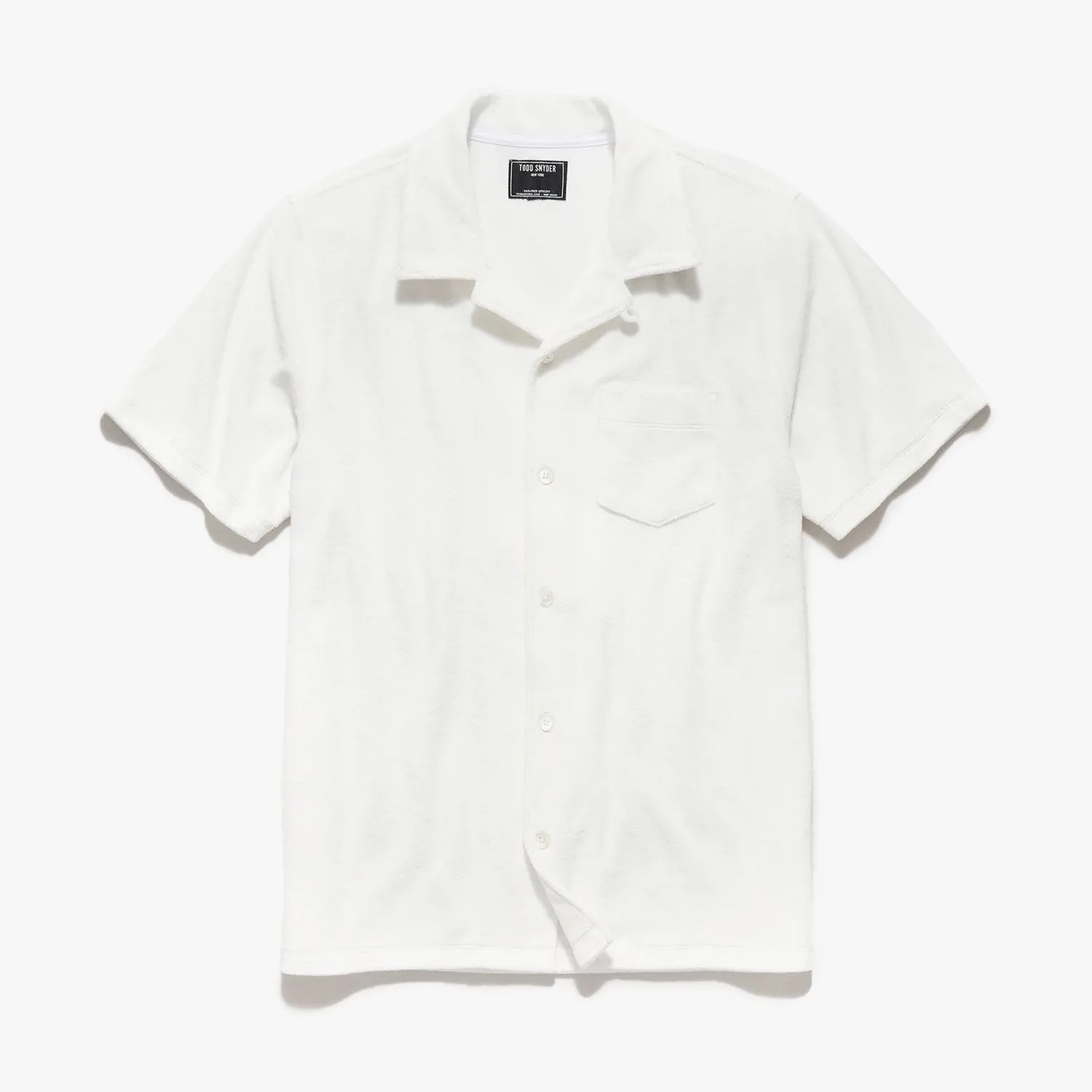 Terry Button Down Polo in White