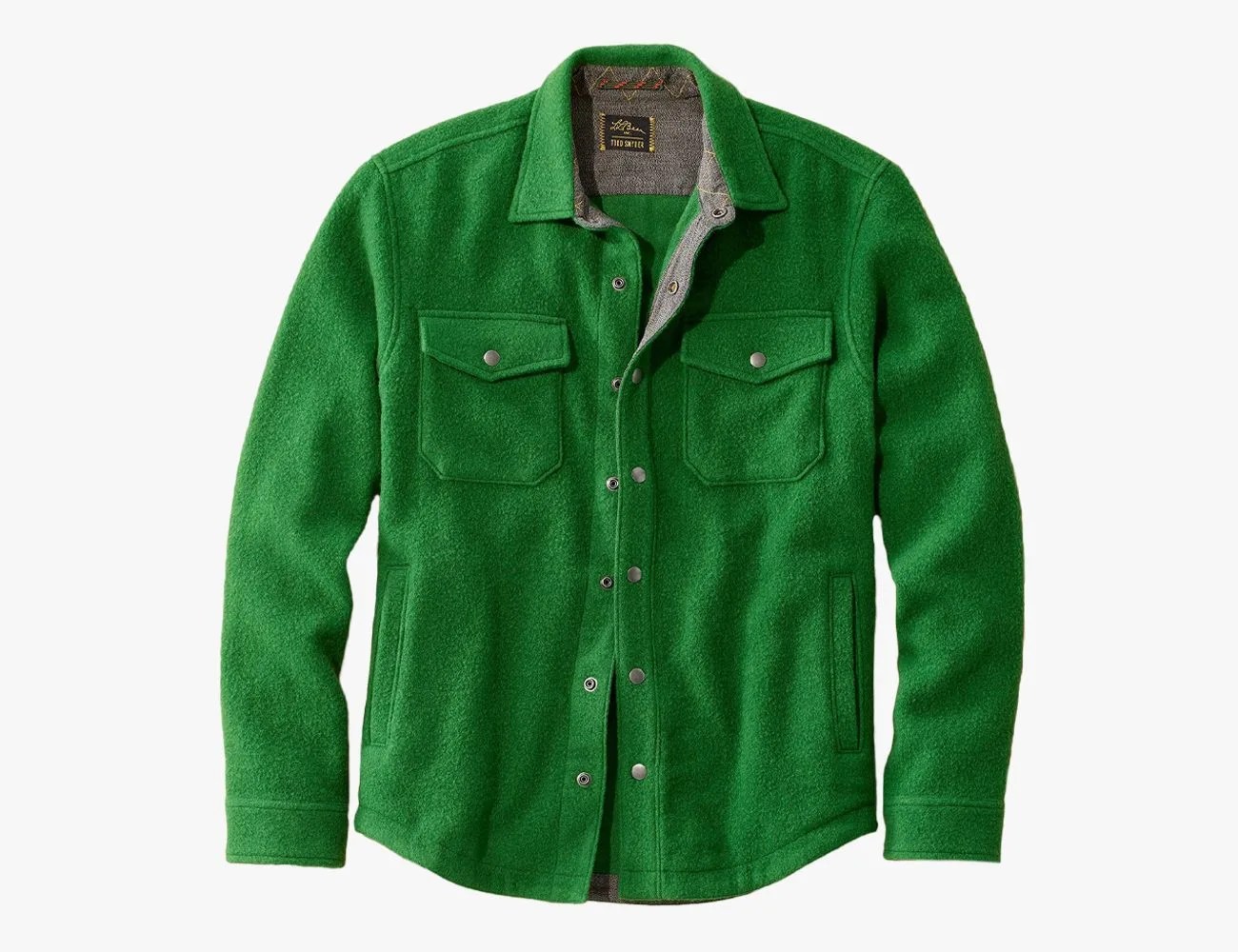 llbean x todd snyder wool blend shirt jacket in treeline