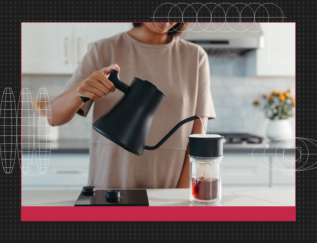 a person using a fellow stagg ekg pro electric kettle in a kitchen