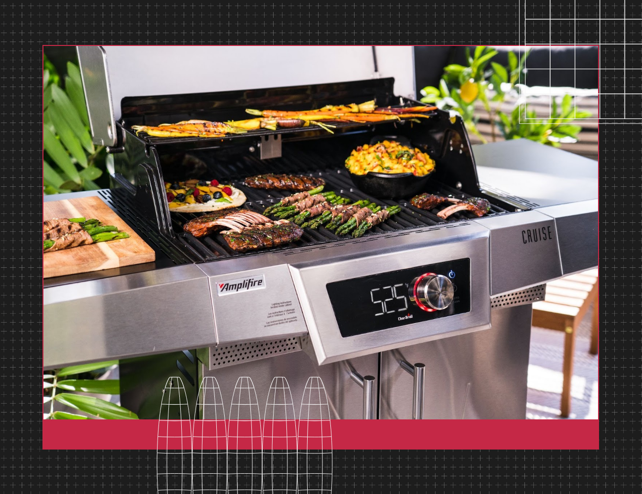 meat and veggies on a grill