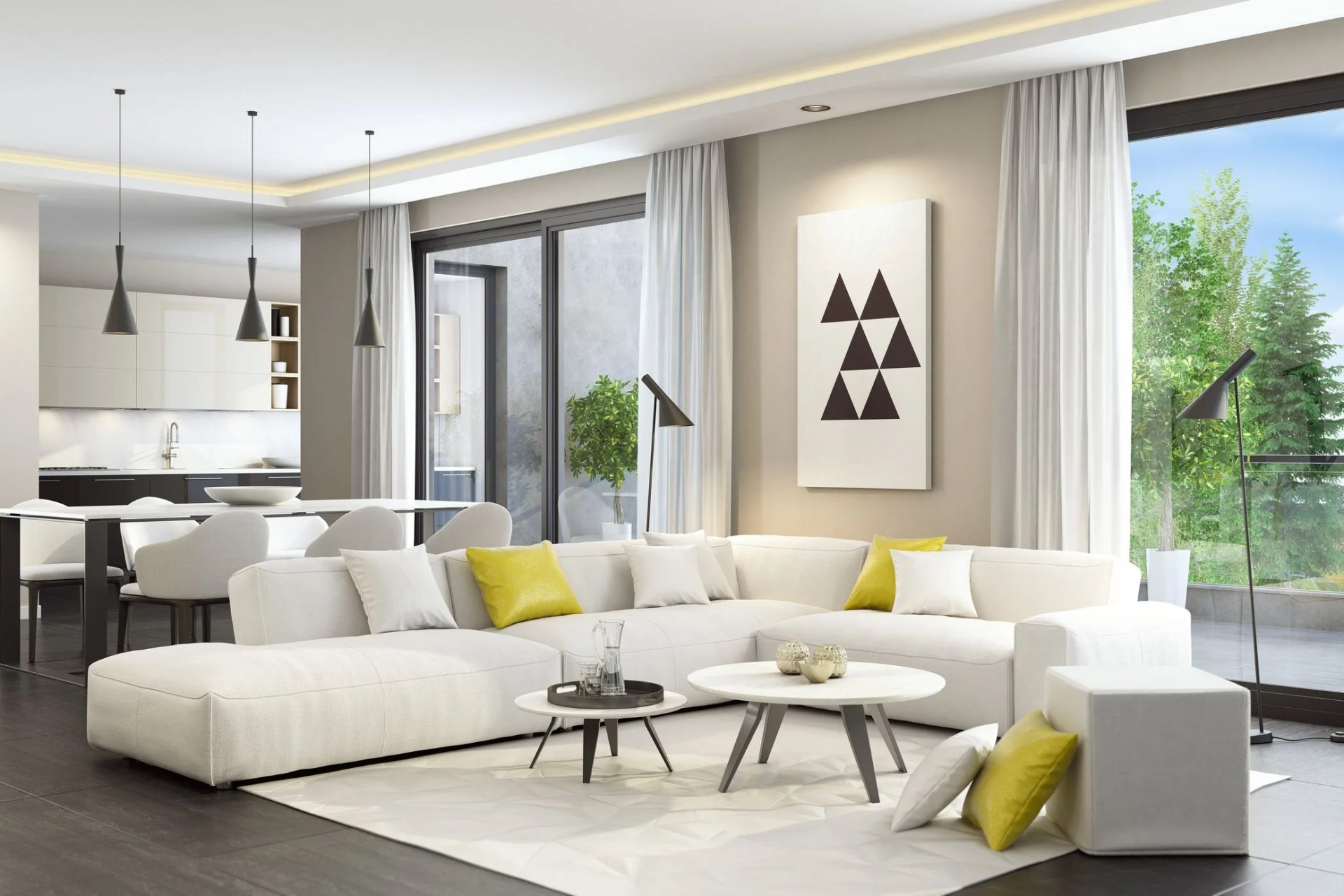 fresh and modern white style living room interior
