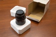 camera lens with styrofoam protective packaging