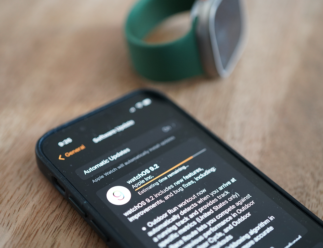 an iphone displaying an update screen for apple watch os92