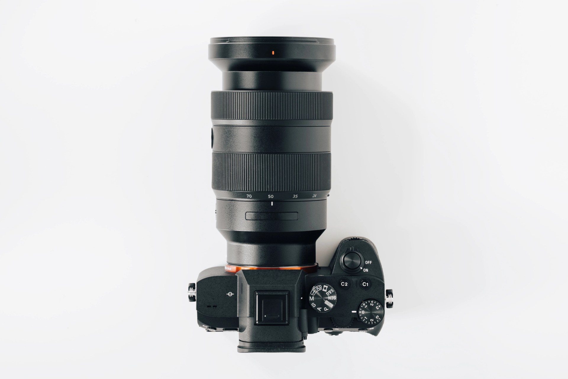 modern digital photo camera from above