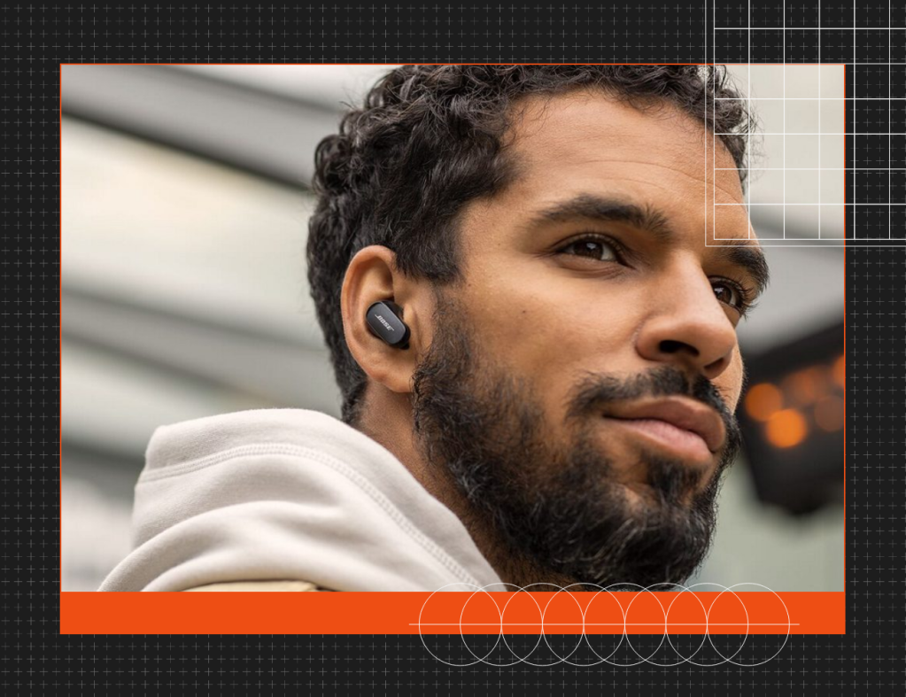 man wearing bose ear buds
