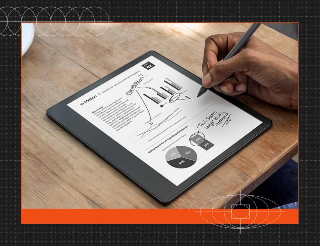 a person writing on a kindle scribe