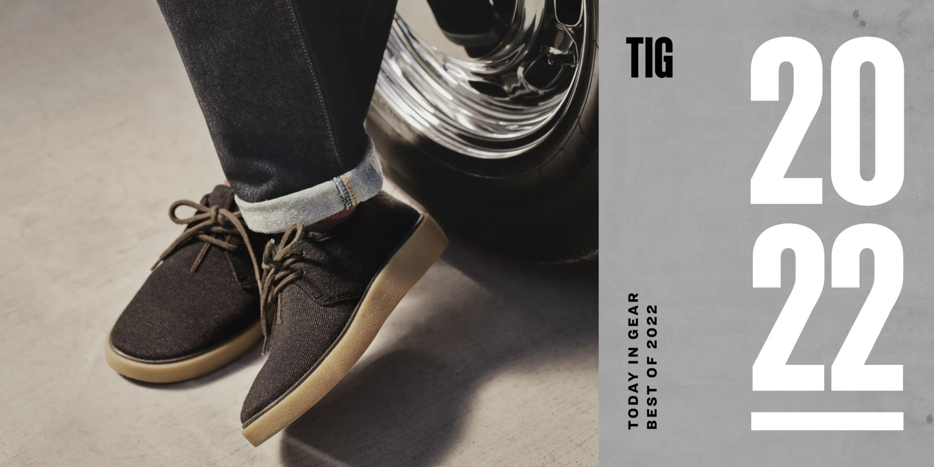 today in gear best of 2022 man wearing rothy's the monty shoe leaning against car