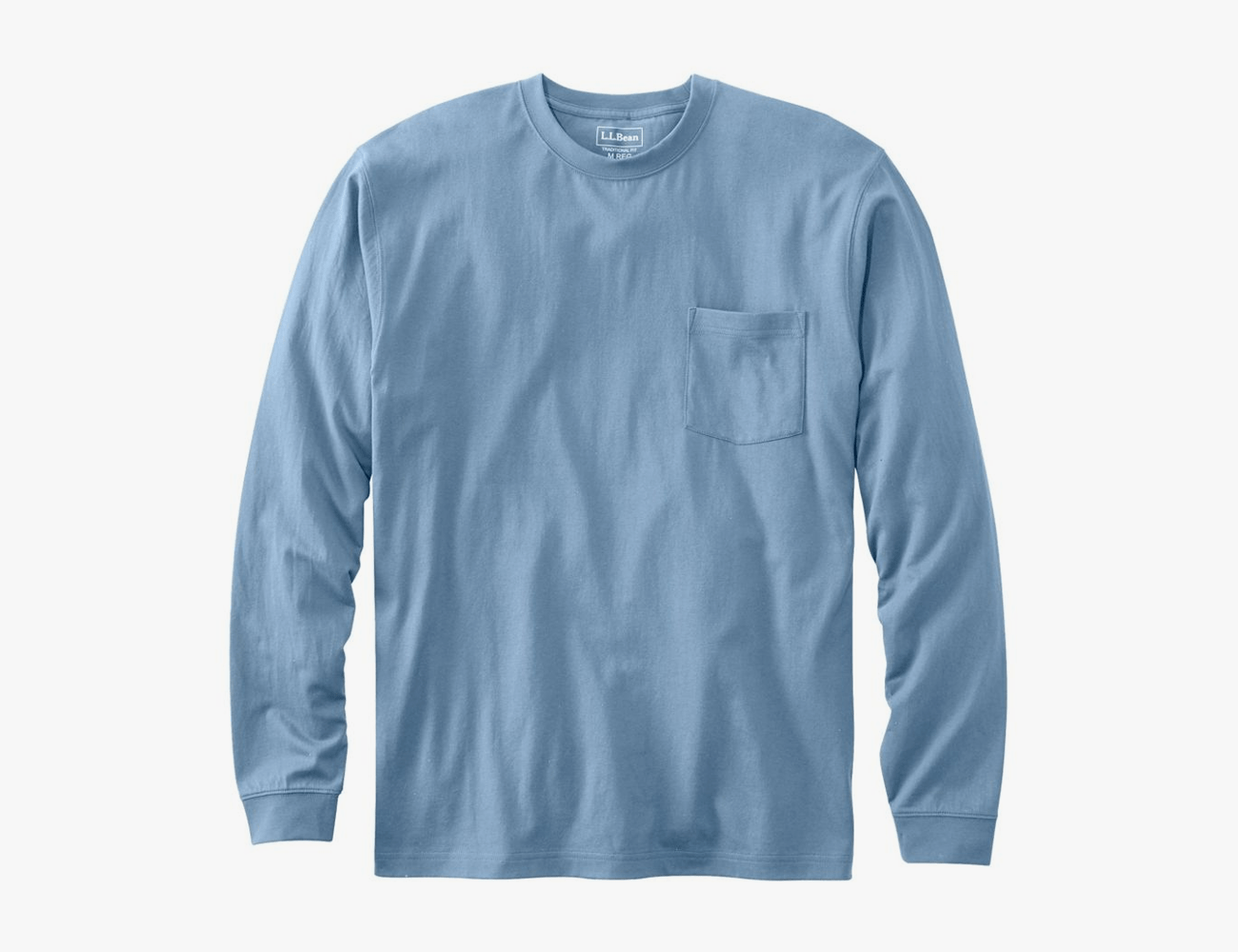 a light blue longsleeve shirt with front left breast pocket