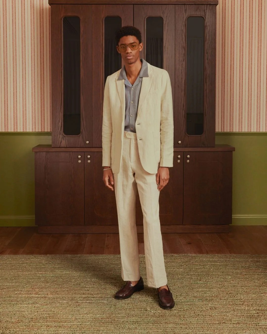 man wearing the percival receptionist collection