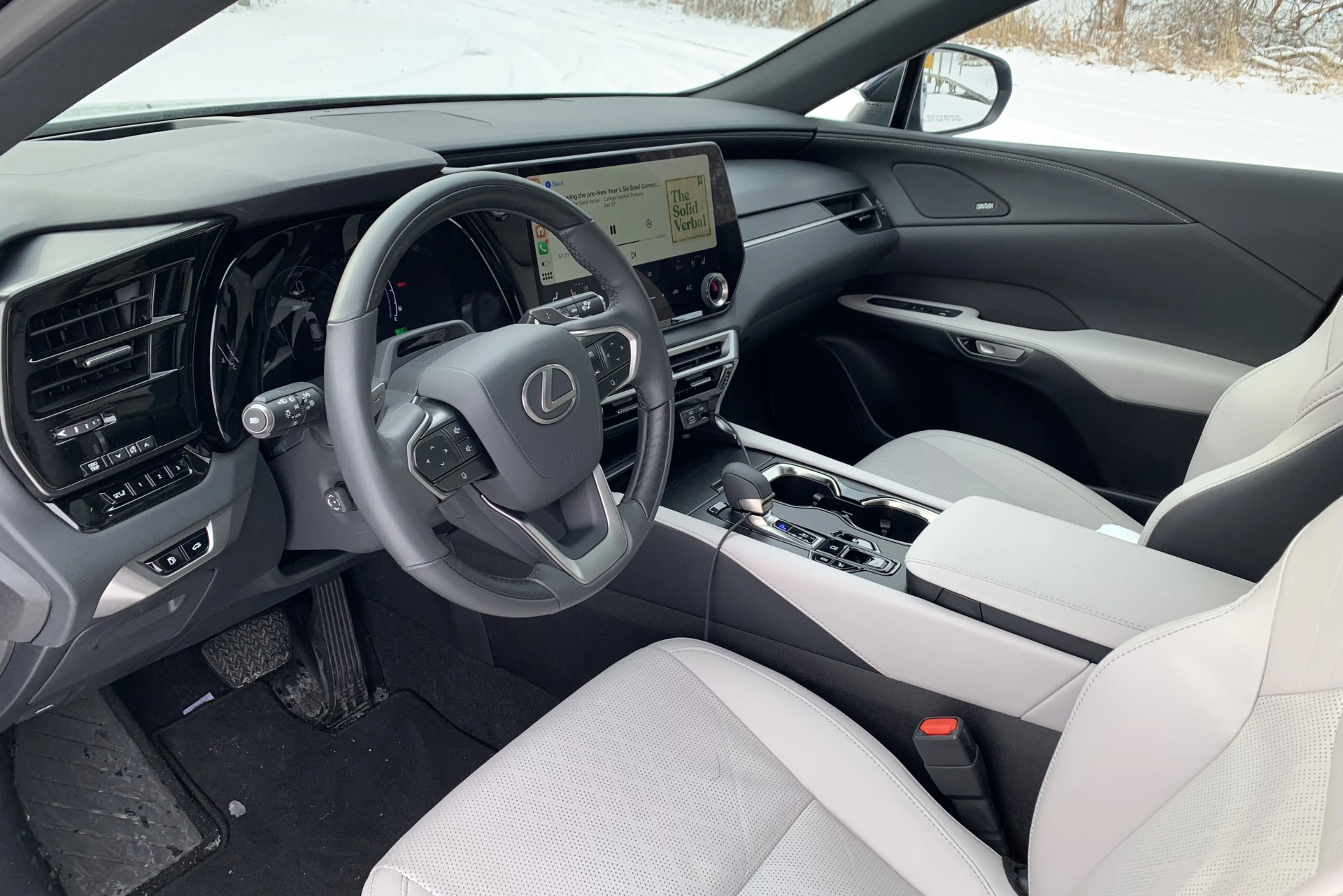 lexus rx 350h interior shown from the driver's side door