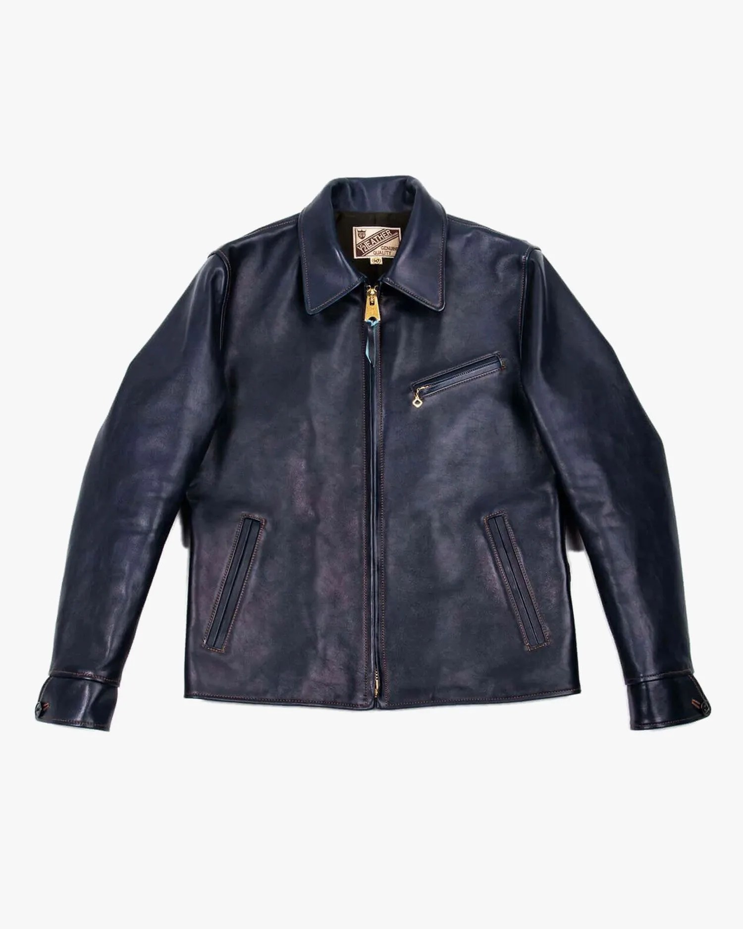 indigo dyed horsehide single riders jacket