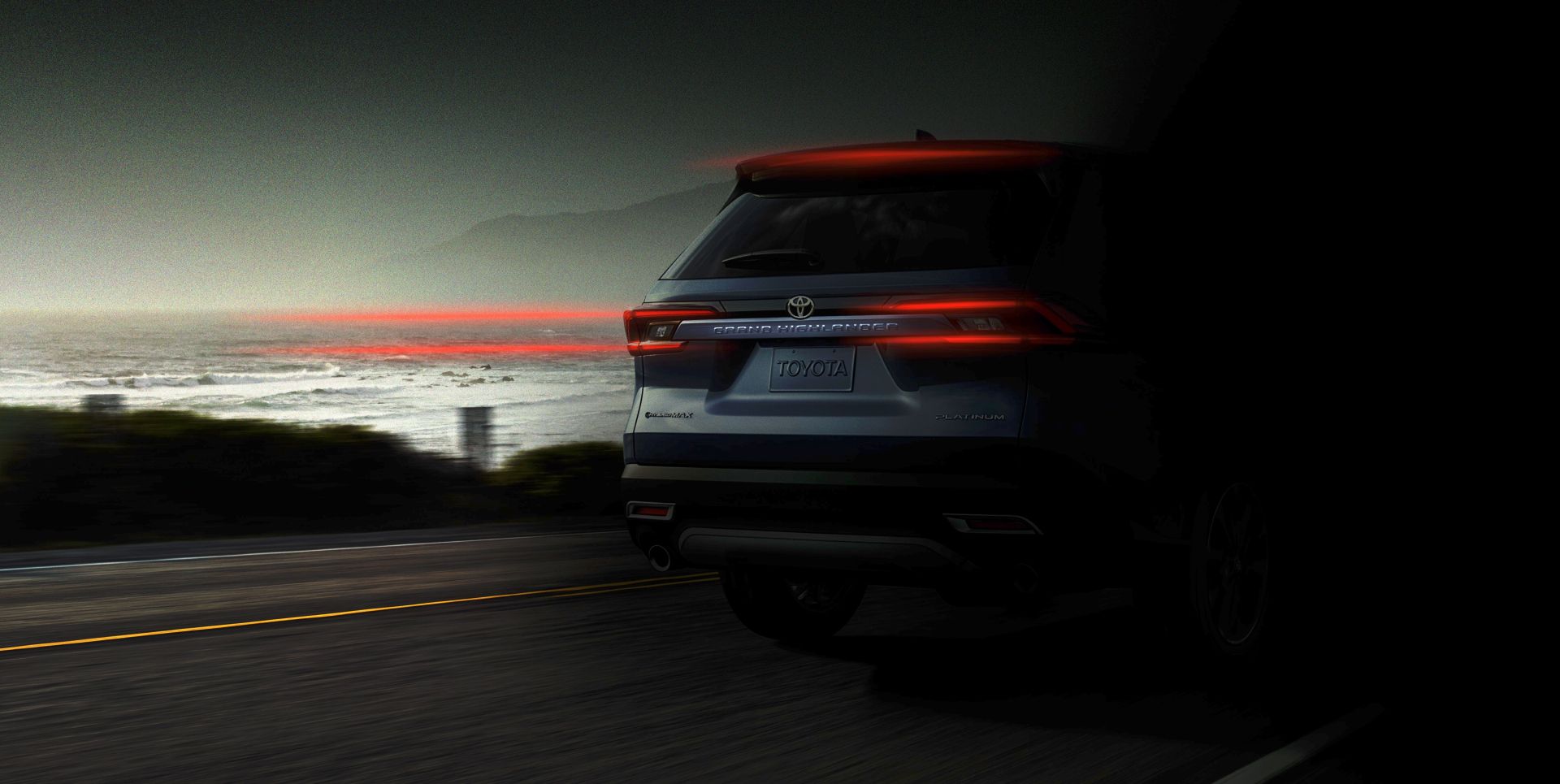 teaser of toyota grand highlander tailgate