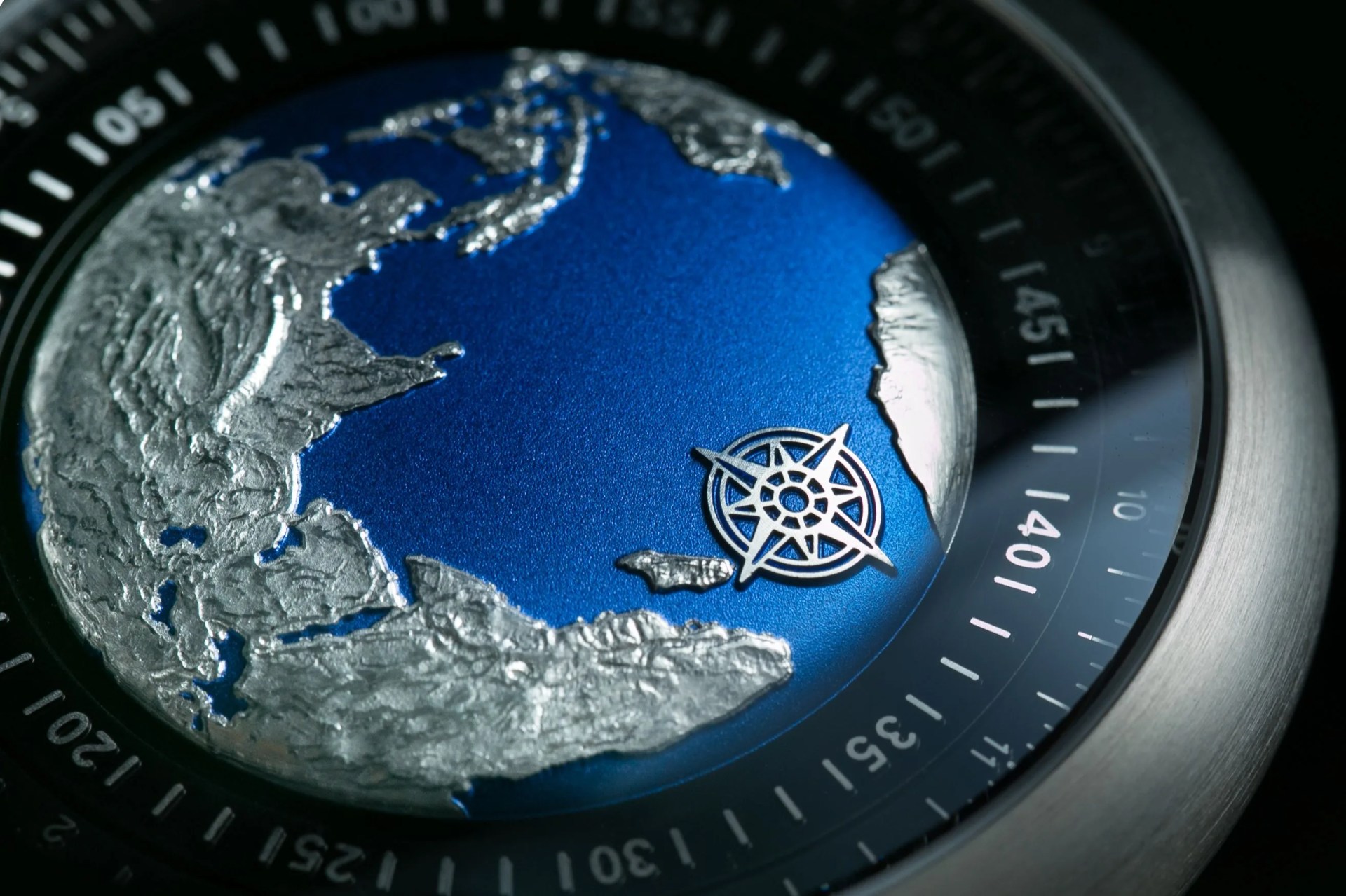 close up of a face on the ciga design blue planet watch
