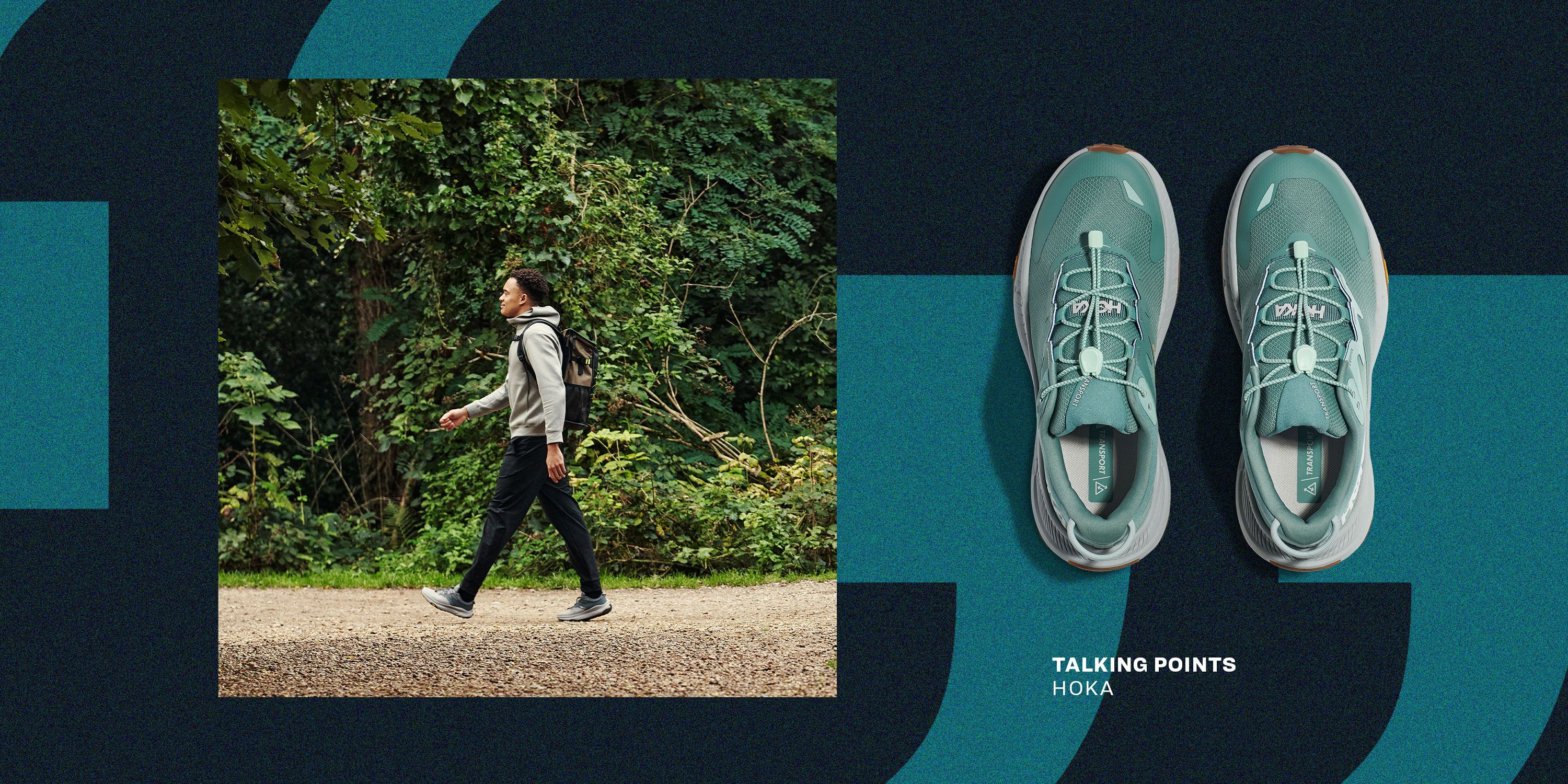 talking points man walking wearing hoka city transport sneaker