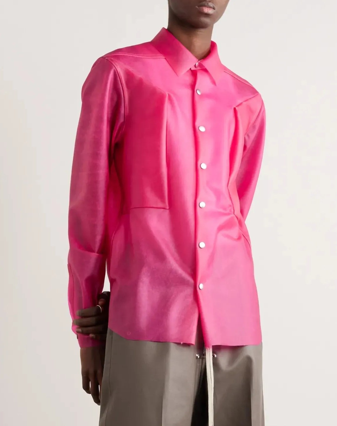 rick owens leather overshirt