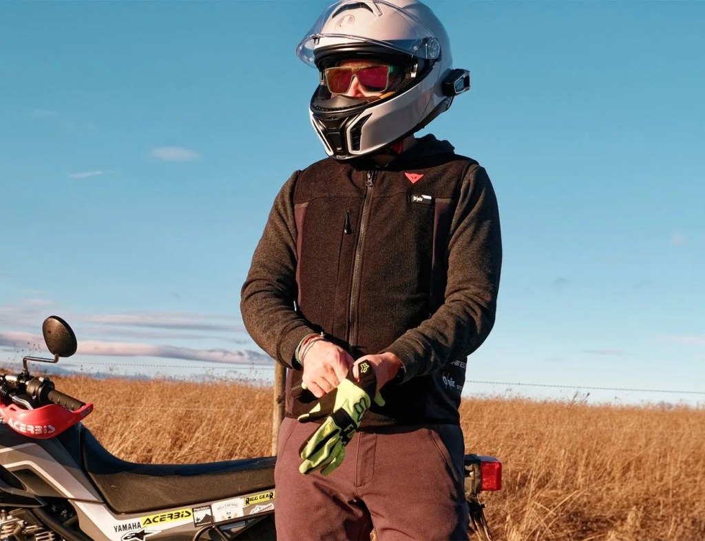 a man wearing a motorcycle jacket