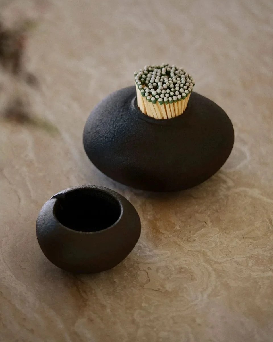 houseplant pebble match striker in black