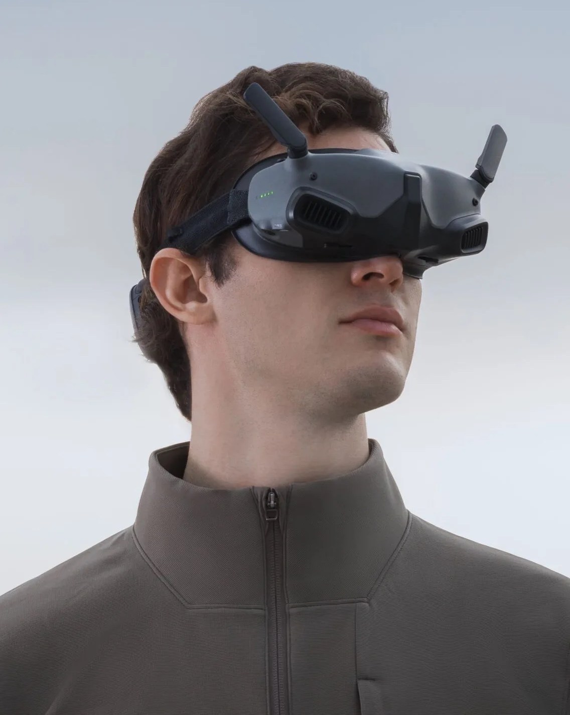 man wearing dji goggles integra