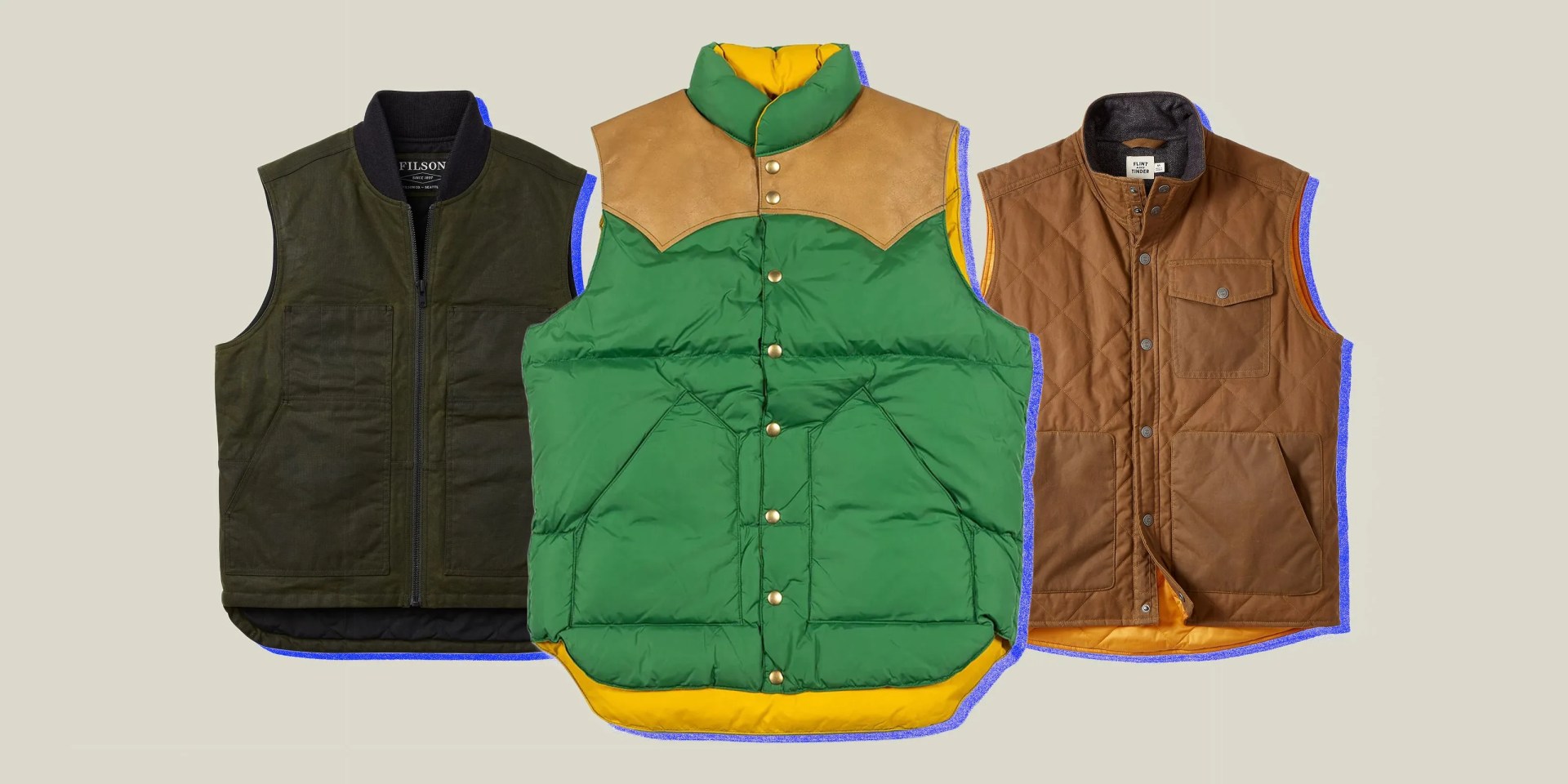 collage of three vests