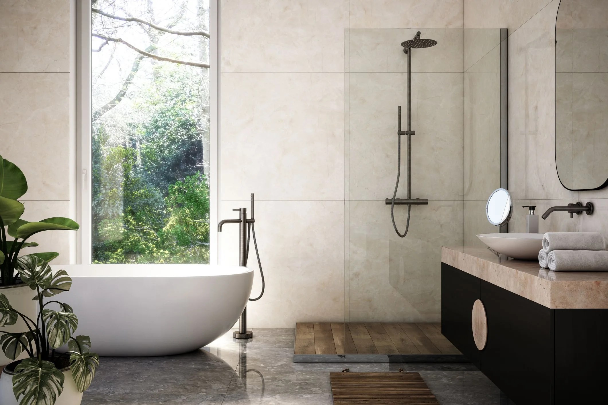 modern bathroom interior stock photo 3d render