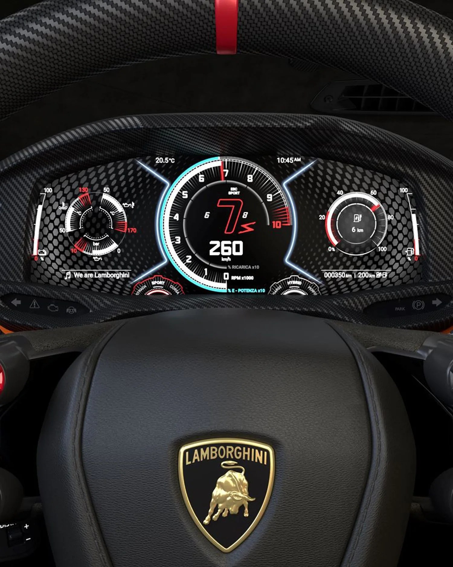 close up of a lamborghini lb744 steering wheel