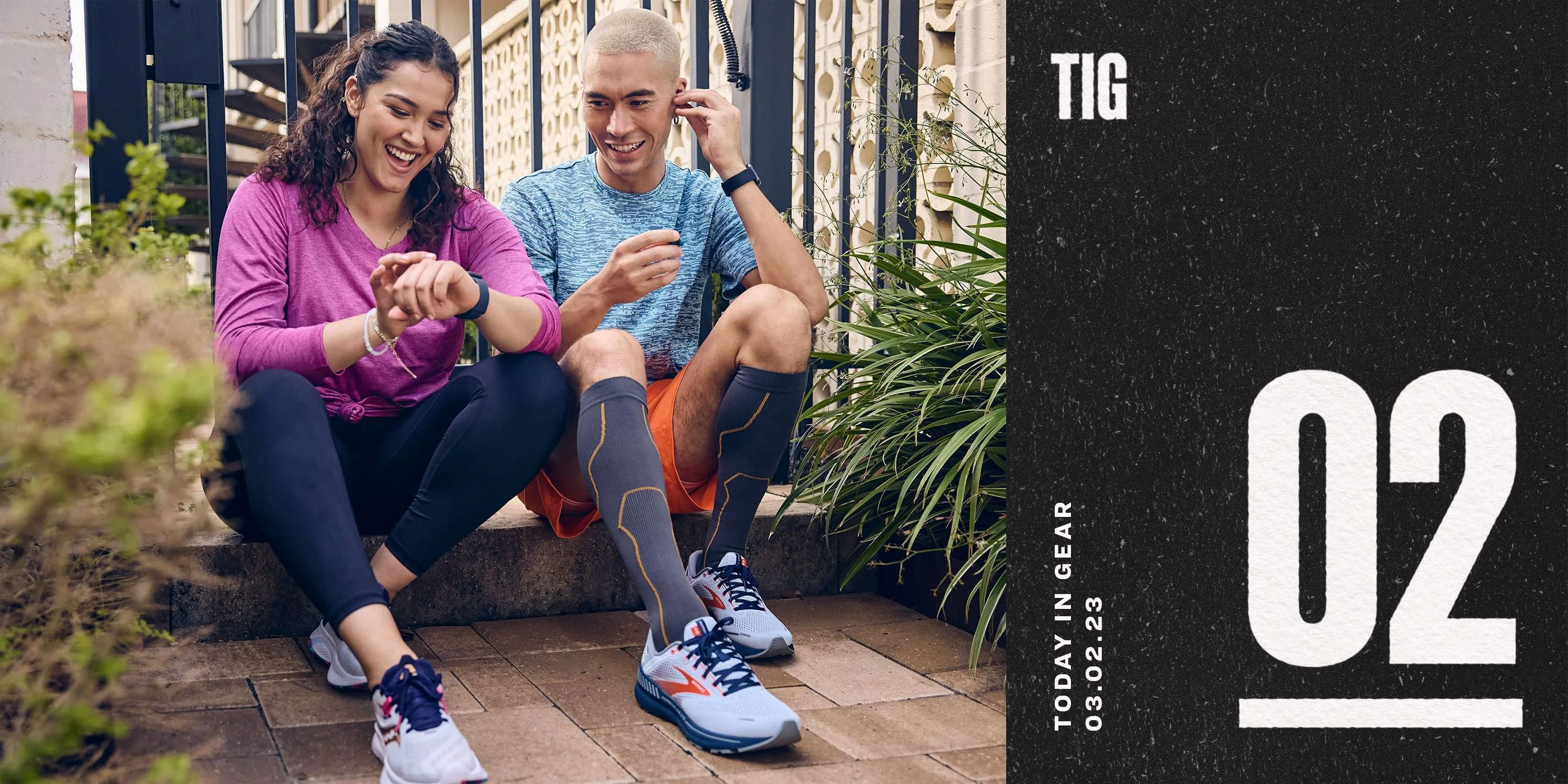 today in gear march 2 2023 man and woman sitting down wearing academy and sports sneakers