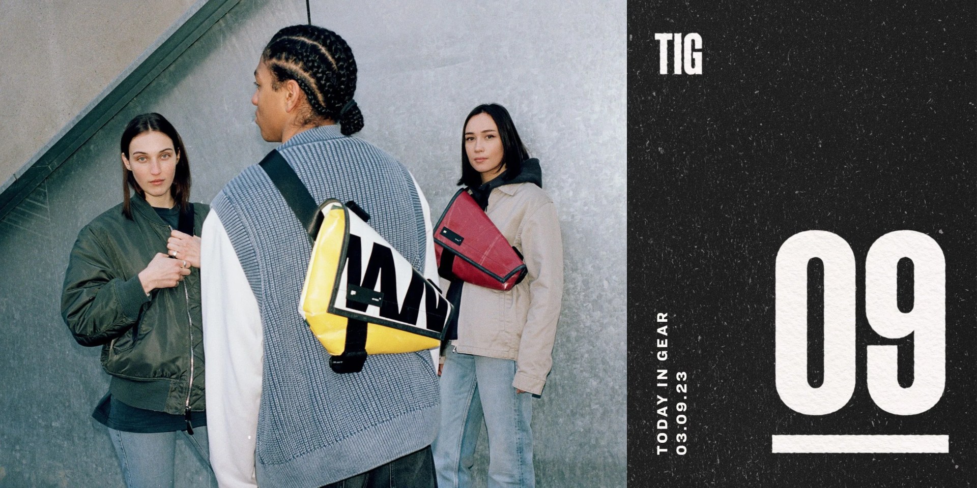 today in gear march 9 2023 freitag f713 knight rider bag worn by a man and two women