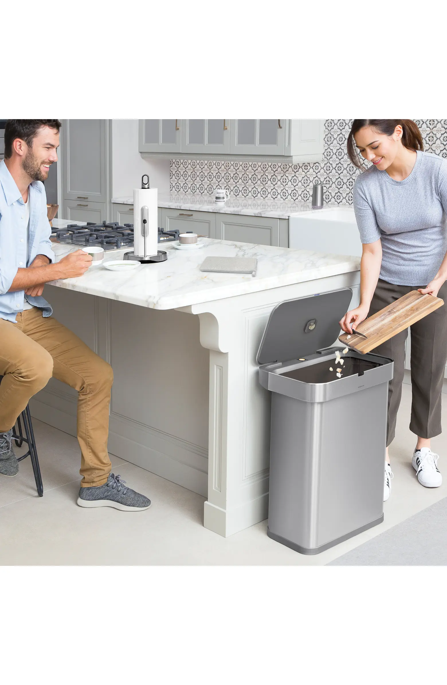 simplehuman 58liter rectangular sensor trash can set